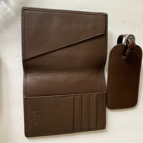 ROYCE NEW YORK RFID PASSPORT COVER AND LUGGAGE Tag Travel Set BROWN - Picture 9 of 9
